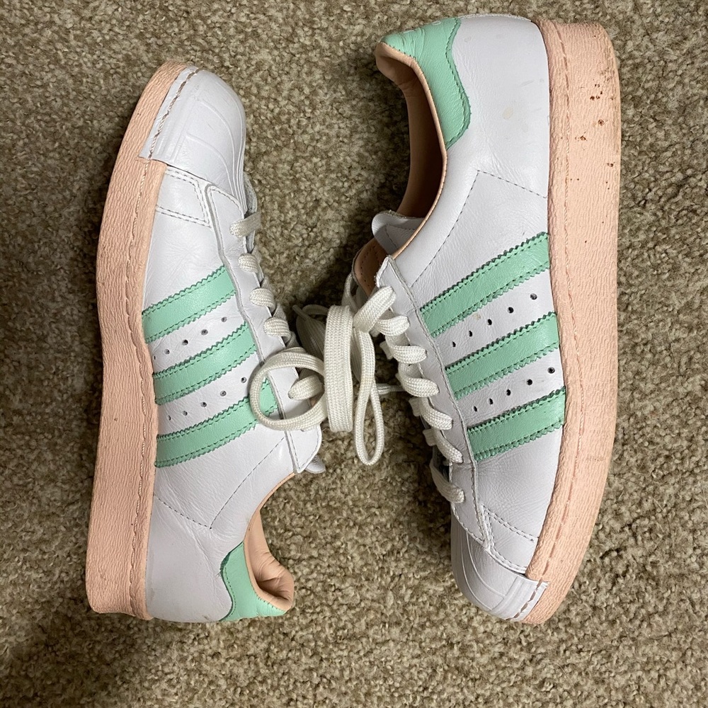 vintage pastel adidas superstars
